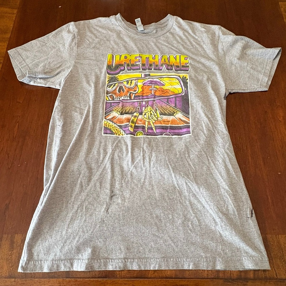 Urethane Band T-Shirt Punk Rock Steve Caballero Skull Mushroom Cloud Grey L